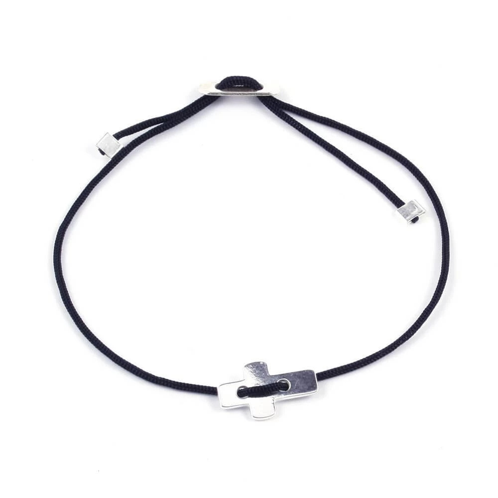 Bracelet Croix En Argent Noir