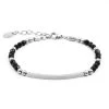 Bracelet Style Gourmette En Perles D’Onyx Noir Et Acier