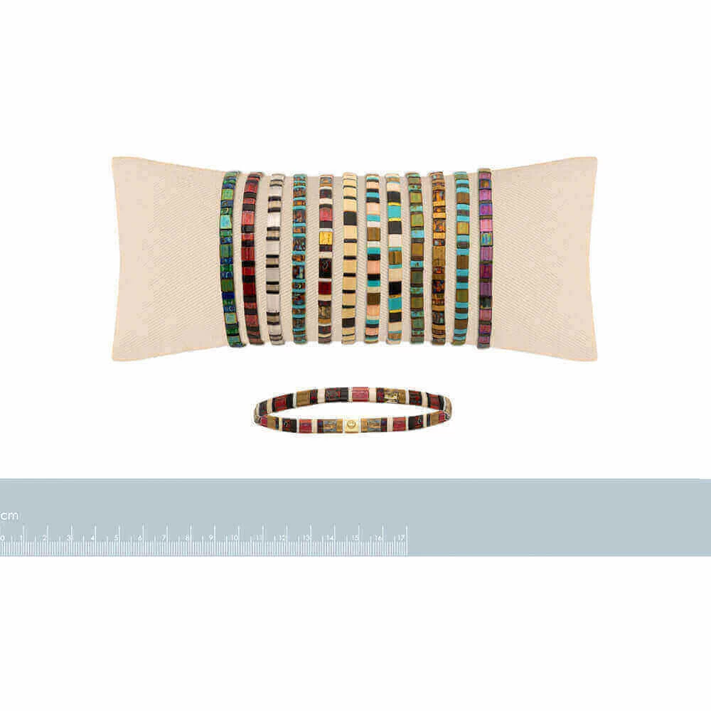 Bracelet Perles De Verre Et Acier Multicolore Rouge – Image 5
