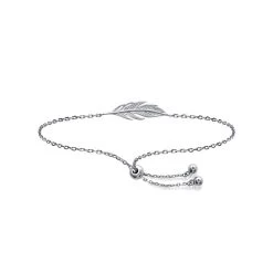 Bracelet Plume Réglable En Argent