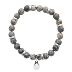 Bracelet Pour Homme En Jaspe Gris