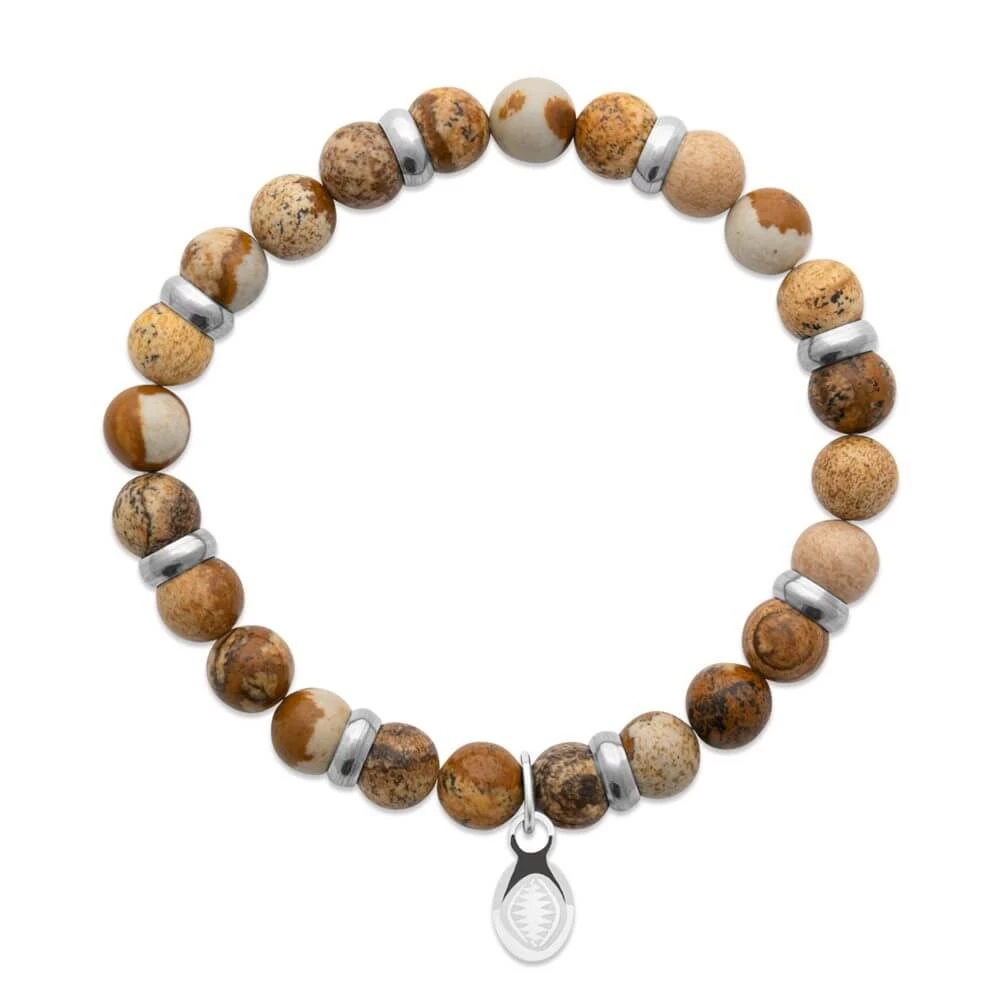 Bracelet Pour Homme En Jaspe Marron