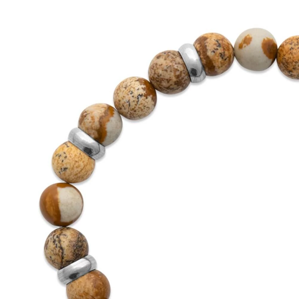 Bracelet Pour Homme En Jaspe Marron – Image 2