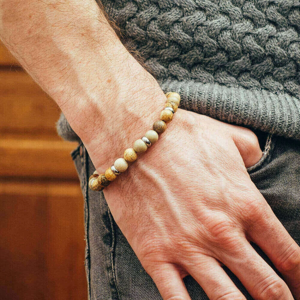 Bracelet Pour Homme En Jaspe Marron – Image 3