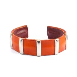 Bracelet Rigide En Cuir Orange