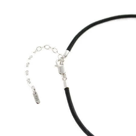 Collier Cuir Avec Coeur Argent Et Strass Incrustés Brenda – Image 6