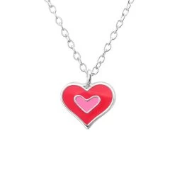 Collier Coeur Rose En Argent