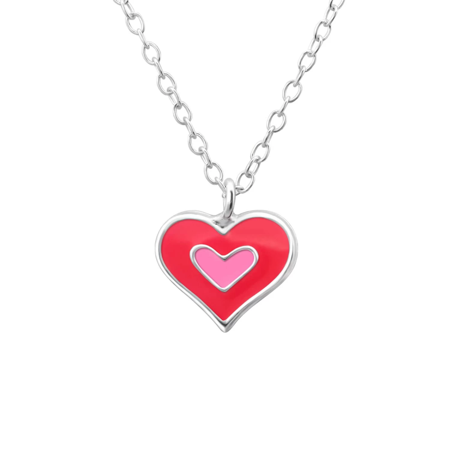 Collier Coeur Rose En Argent
