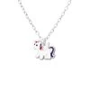 Collier Enfant En Argent Licorne Mauve, Rose Et Rouge