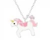 Collier En Argent Licorne Blanche Et Rose