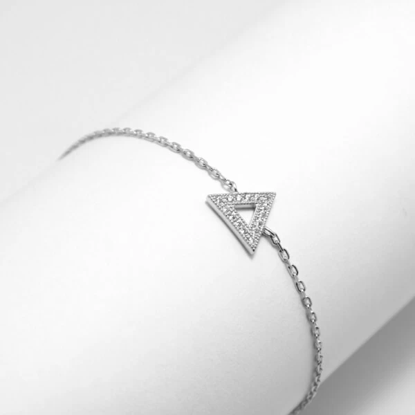 Bracelet Triangle En Argent Et Oxyde De Zirconium