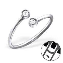 Bague De Phalange Argent 2 Cristaux
