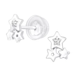 Boucles D’oreille étoiles En Argent Et Zirconium